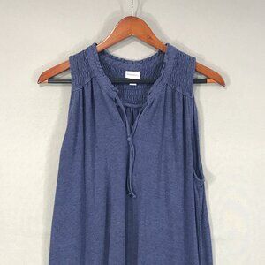 Merona Dress Women's Large Blue Pullover Knee Split V-Neck Sleeveless Pockets